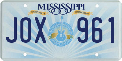 MS license plate JOX961
