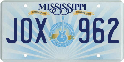 MS license plate JOX962