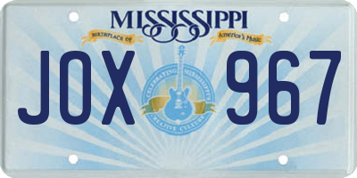 MS license plate JOX967