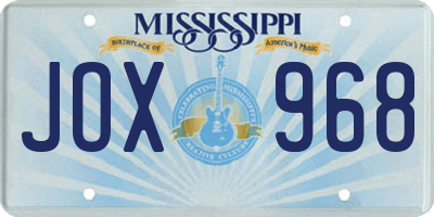 MS license plate JOX968