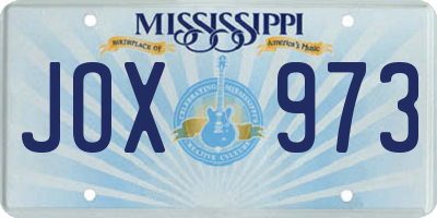MS license plate JOX973