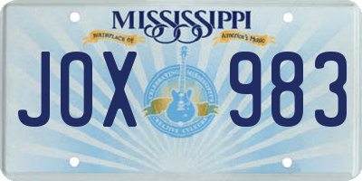 MS license plate JOX983