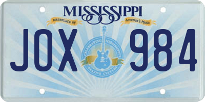 MS license plate JOX984