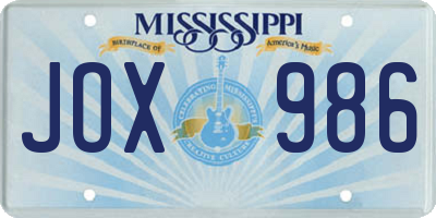 MS license plate JOX986