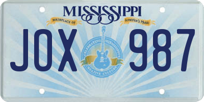 MS license plate JOX987