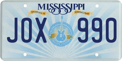 MS license plate JOX990