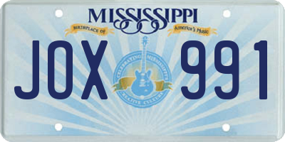 MS license plate JOX991