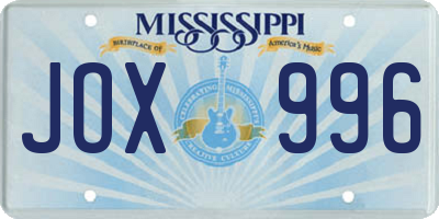 MS license plate JOX996