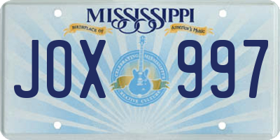 MS license plate JOX997