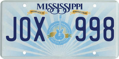 MS license plate JOX998