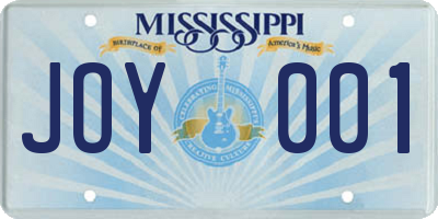 MS license plate JOY001