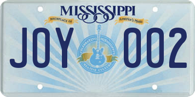 MS license plate JOY002