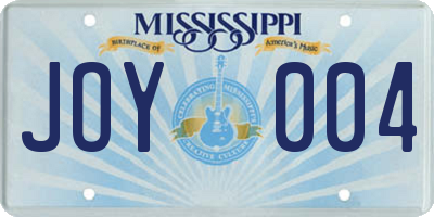 MS license plate JOY004