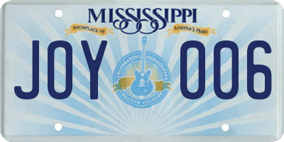 MS license plate JOY006