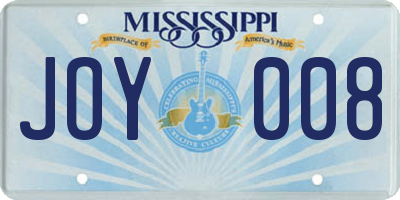 MS license plate JOY008