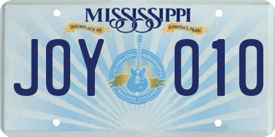 MS license plate JOY010