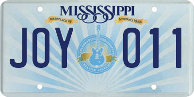 MS license plate JOY011
