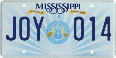 MS license plate JOY014