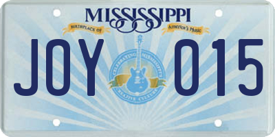 MS license plate JOY015