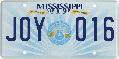 MS license plate JOY016
