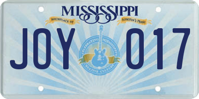 MS license plate JOY017