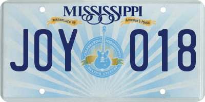 MS license plate JOY018