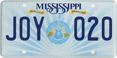 MS license plate JOY020