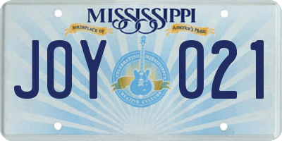 MS license plate JOY021
