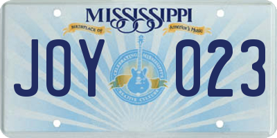 MS license plate JOY023