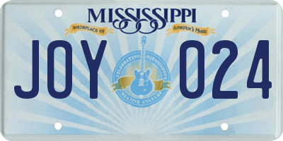MS license plate JOY024