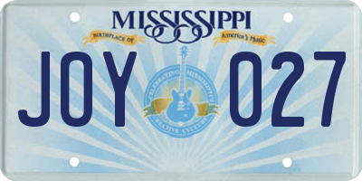 MS license plate JOY027