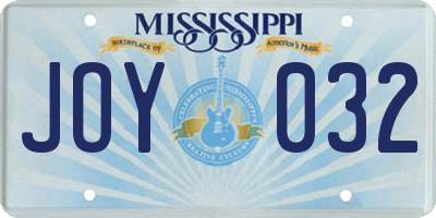MS license plate JOY032