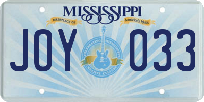 MS license plate JOY033