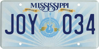 MS license plate JOY034