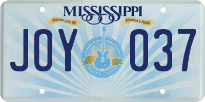 MS license plate JOY037