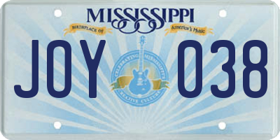 MS license plate JOY038