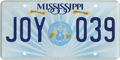 MS license plate JOY039