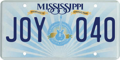 MS license plate JOY040