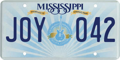 MS license plate JOY042