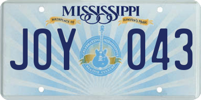 MS license plate JOY043
