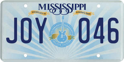 MS license plate JOY046