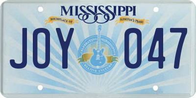 MS license plate JOY047
