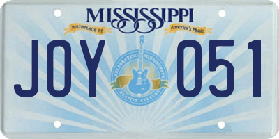 MS license plate JOY051