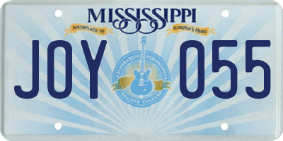 MS license plate JOY055