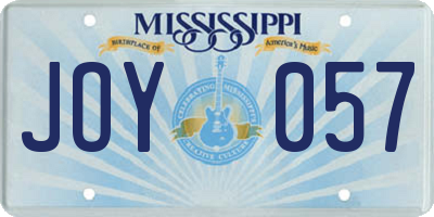 MS license plate JOY057