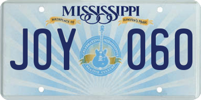 MS license plate JOY060