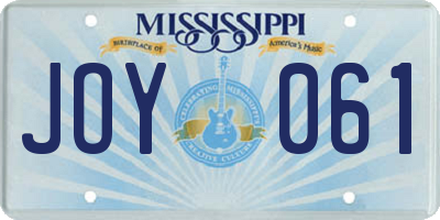 MS license plate JOY061