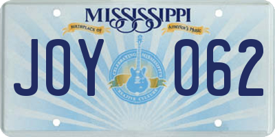MS license plate JOY062