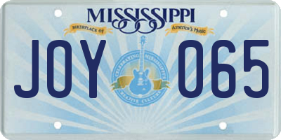 MS license plate JOY065