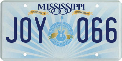 MS license plate JOY066